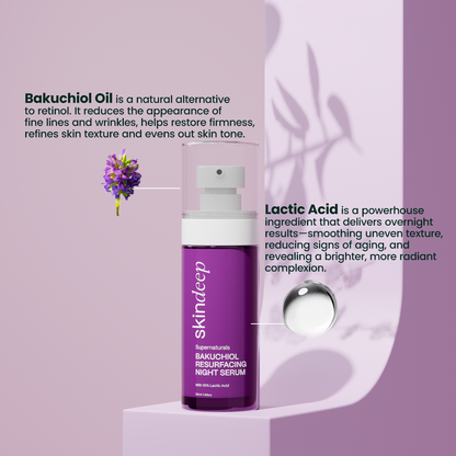 BAKUCHIOL RESURFACING NIGHT SERUM - with 10% Lactic Acid